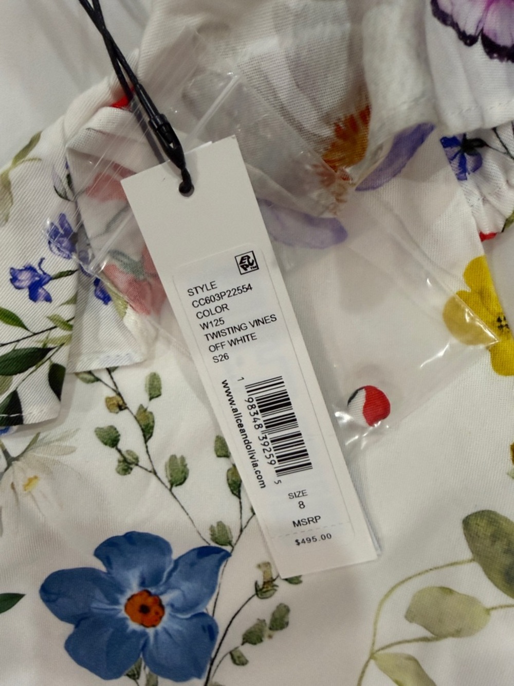 New Alice + Olivia  Floral Maxi Dress with Multicolor Blooms size 8 - Picture 6 of 9